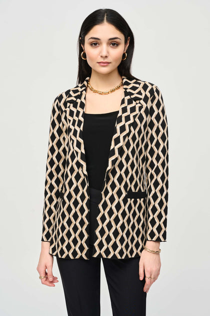 Joseph Ribkoff S Graphic Print Black & White Blazer 221113 1846 main image 0
