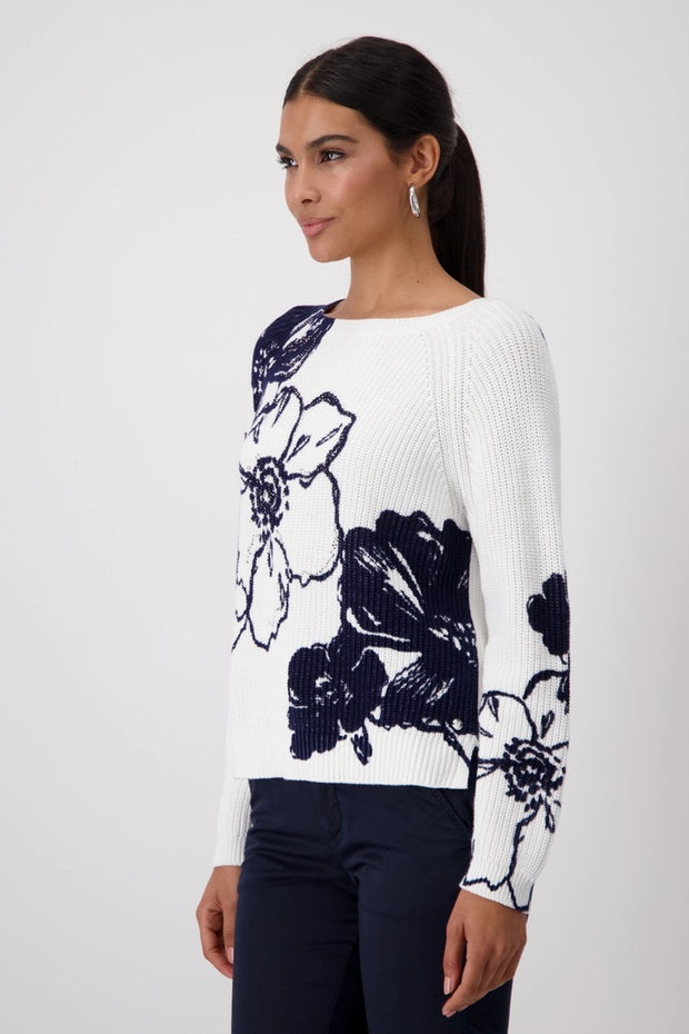 MONARI - Floral Print Knitted Jumper - 409475