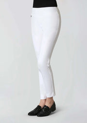 LISETTE L - White Kathryne 28" Slim Ankle Pant with Slits - 17655