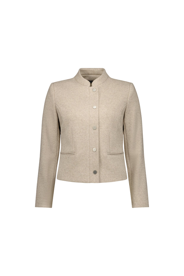 VASSALLI - Dune Zip Up Military Style Lined Jacket with Button Detail - 2084