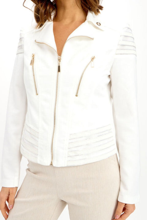 FRANK LYMAN - White Detailed Woven Jacket - 241343