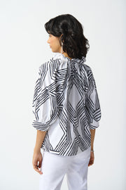 JOSEPH RIBKOFF - Stretch Poplin Geometric Print Top - 242126