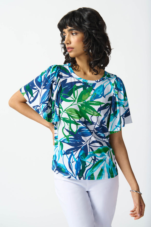 JOSEPH RIBKOFF - Silky Knit Tropical Print Top - 242183