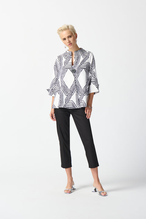 JOSEPH RIBKOFF - Lux Twill Geometric Print Trapeze Jacket - 242185