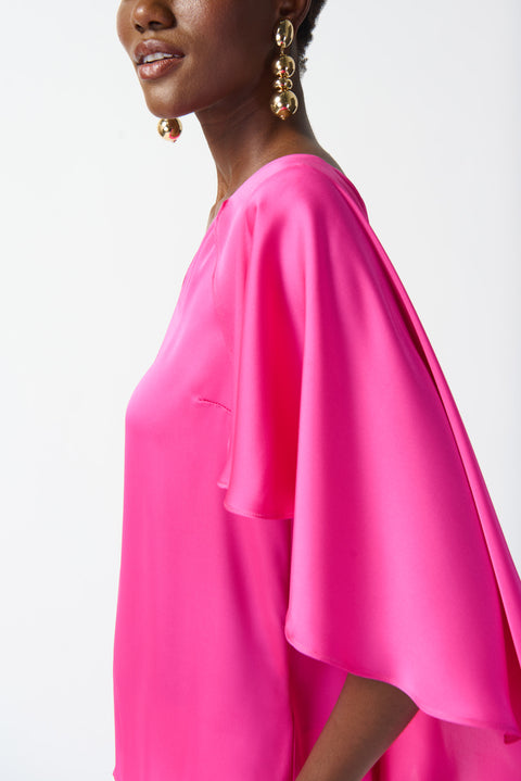 JOSEPH RIBKOFF - Ultra Pink Satin Cape Top - 242202