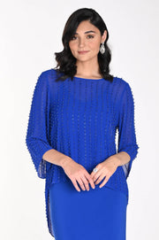 FRANK LYMAN - Electric Blue Chiffon Embellished Top  - 242302