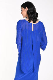 FRANK LYMAN - Electric Blue Chiffon Embellished Top  - 242302