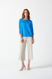 JOSEPH RIBKOFF - French Blue Soft Viscose Yarn Pullover Sweater - 242905