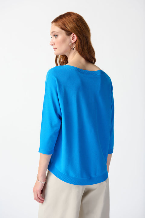 JOSEPH RIBKOFF - French Blue Soft Viscose Yarn Pullover Sweater - 242905