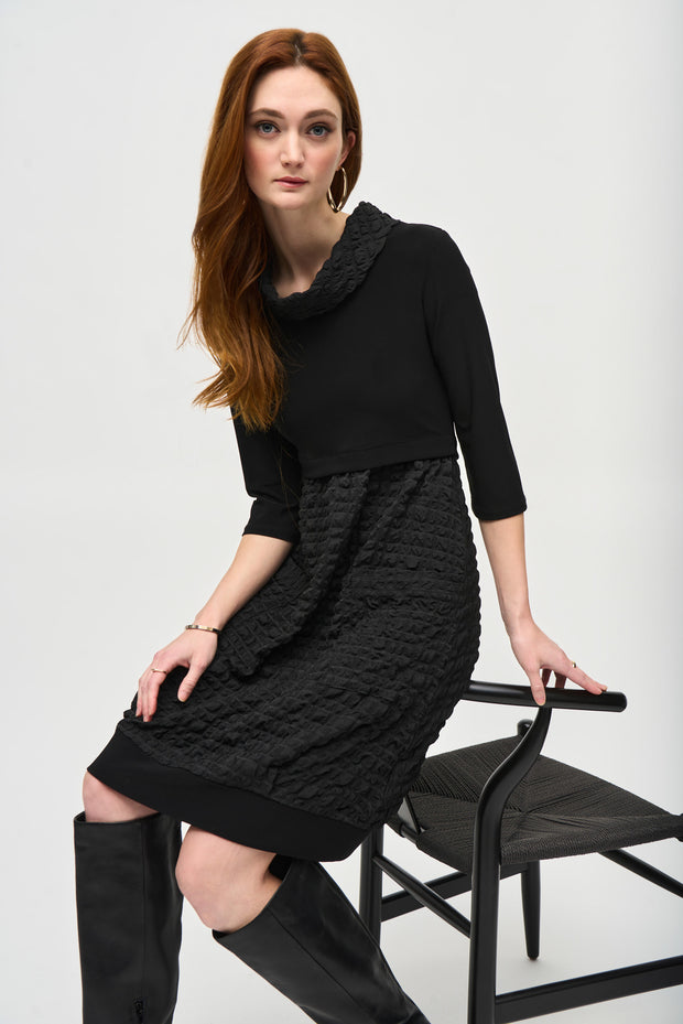 JOSEPH RIBKOFF - Black Jacquard And Silky Knit Cocoon Dress - 243114F25