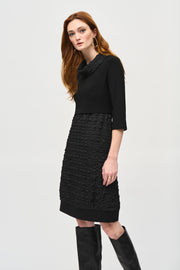 JOSEPH RIBKOFF - Black Jacquard And Silky Knit Cocoon Dress - 243114F25