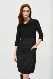 JOSEPH RIBKOFF - Black Jacquard And Silky Knit Cocoon Dress - 243114F25