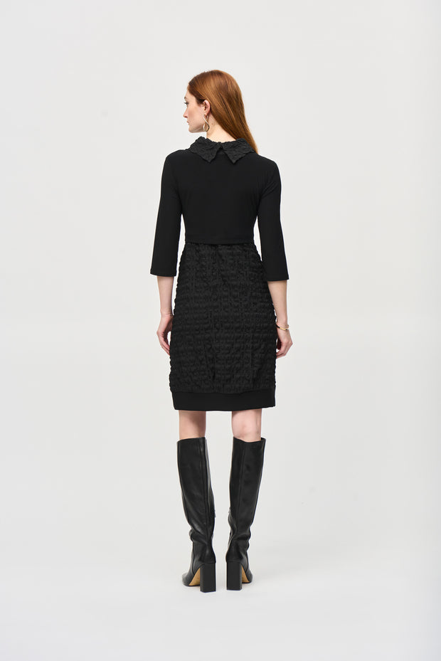 JOSEPH RIBKOFF - Black Jacquard And Silky Knit Cocoon Dress - 243114F25