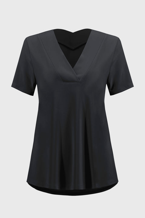 JOSEPH RIBKOFF - Black Silky Knit Flared Top - 251125