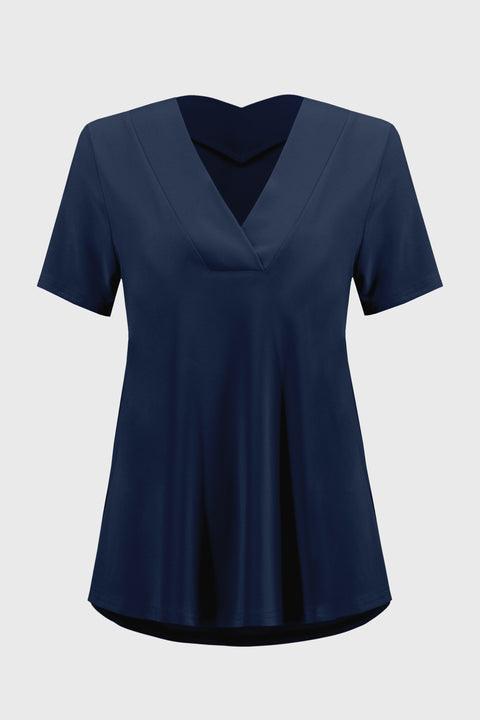 JOSEPH RIBKOFF - Midnight Blue Silky Knit Flared Top - 251125