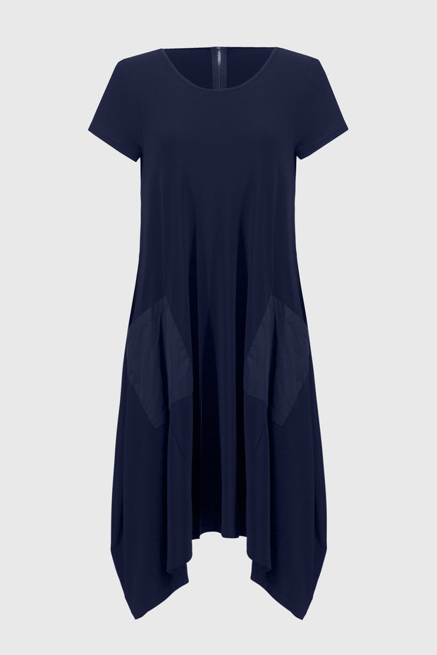 JOSEPH RIBKOFF - Midnight Blue Silky Knit Cocoon Dress - 251146