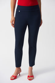 JOSEPH RIBKOFF - Midnight Blue Textured Jacquard Crop Pull-On Pants - 251256