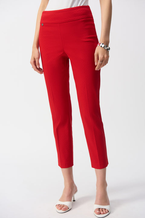 JOSEPH RIBKOFF - Radiant Red Textured Jacquard Crop Pull-On Pants - 251256