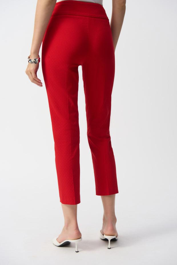 JOSEPH RIBKOFF - Radiant Red Textured Jacquard Crop Pull-On Pants - 251256