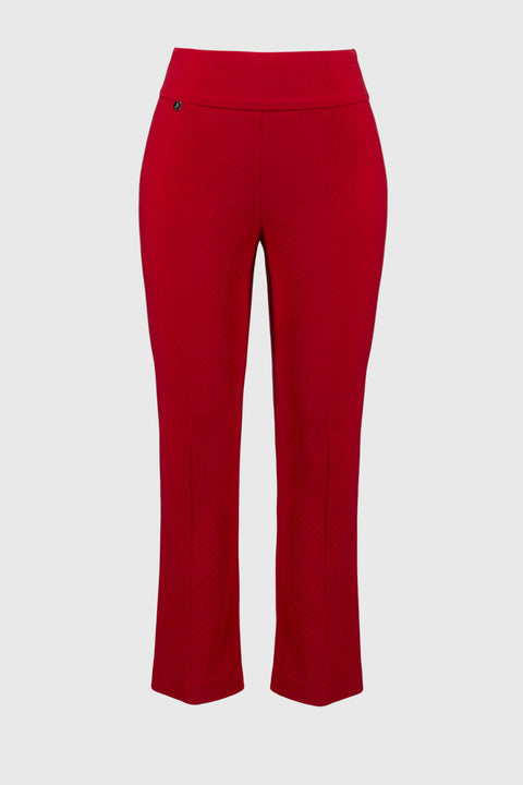 JOSEPH RIBKOFF - Radiant Red Textured Jacquard Crop Pull-On Pants - 251256