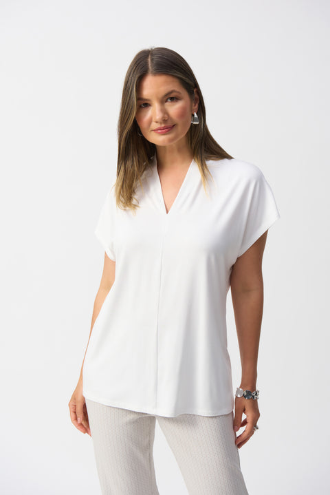 JOSEPH RIBKOFF - Vanilla Jersey Short Sleeve Straight Top - 251286