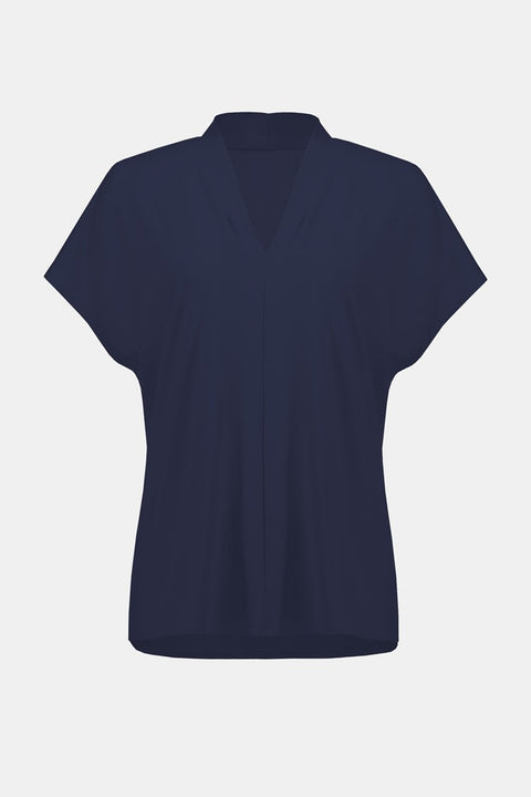 JOSEPH RIBKOFF - Midnight Blue Jersey Short Sleeve Straight Top - 251286