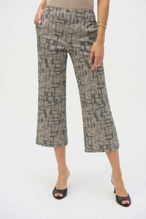 JOSEPH RIBKOFF - Beige/Black Millennium Geometric Print Culotte Pants - 252123