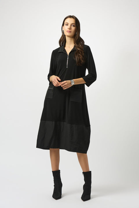 JOSEPH RIBKOFF - Black Silky Knit & Memory Cocoon Dress - 253066