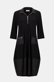 JOSEPH RIBKOFF - Black Silky Knit & Memory Cocoon Dress - 253066