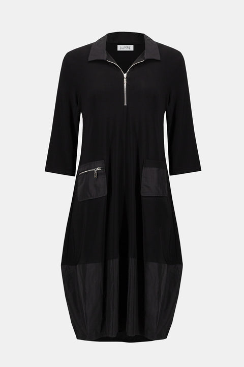 JOSEPH RIBKOFF - Black Silky Knit & Memory Cocoon Dress - 253066