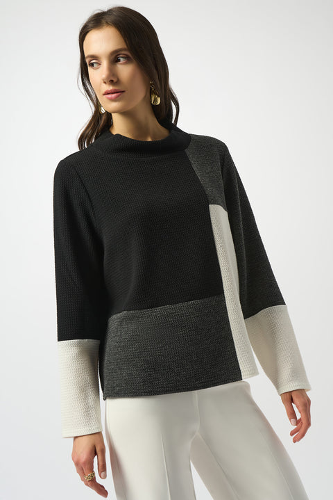 JOSEPH RIBKOFF - Jacquard Knit Colour-Block Boxy Top - 253236