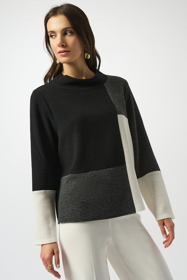 JOSEPH RIBKOFF - Jacquard Knit Colour-Block Boxy Top - 253236