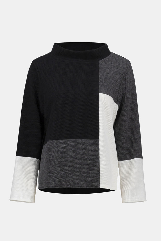 JOSEPH RIBKOFF - Jacquard Knit Colour-Block Boxy Top - 253236