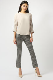 JOSEPH RIBKOFF - Black/Moonstone Millennium Print Straight Leg Pull-On Pants - 253268