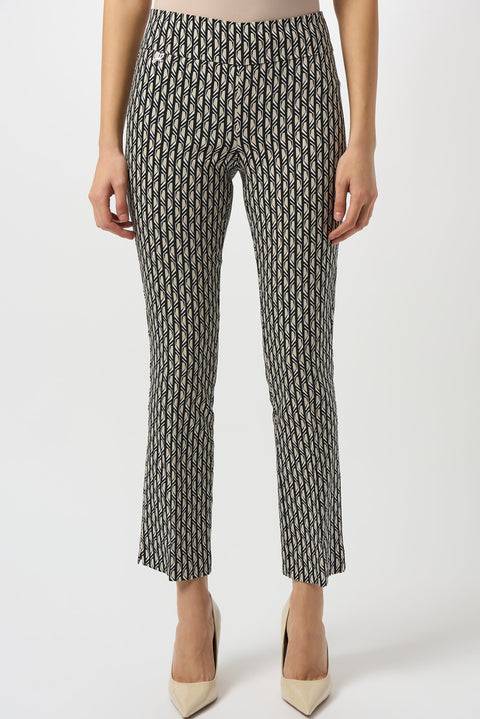 JOSEPH RIBKOFF - Black/Moonstone Millennium Print Straight Leg Pull-On Pants - 253268