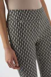 JOSEPH RIBKOFF - Black/Moonstone Millennium Print Straight Leg Pull-On Pants - 253268