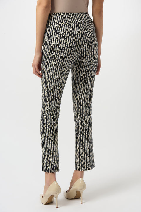 JOSEPH RIBKOFF - Black/Moonstone Millennium Print Straight Leg Pull-On Pants - 253268