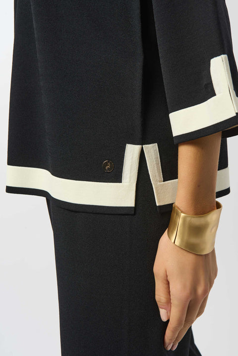 JOSEPH RIBKOFF - Black/Vanilla Sweater Knit Colour Block Top - 253909