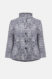 JOSEPH RIBKOFF - Vanilla/Midnight Millennium Abstract Print Trapeze Jacket - 261003