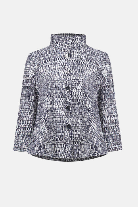 JOSEPH RIBKOFF - Vanilla/Midnight Millennium Abstract Print Trapeze Jacket - 261003
