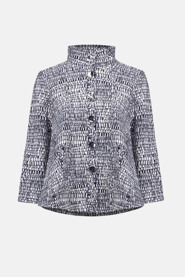 JOSEPH RIBKOFF - Vanilla/Midnight Millennium Abstract Print Trapeze Jacket - 261003