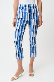 JOSEPH RIBKOFF - Blue/Vanilla Millennium Abstract Print Pull-On Pants - 261223