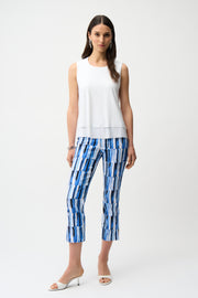 JOSEPH RIBKOFF - Blue/Vanilla Millennium Abstract Print Pull-On Pants - 261223
