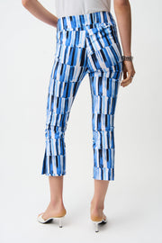 JOSEPH RIBKOFF - Blue/Vanilla Millennium Abstract Print Pull-On Pants - 261223