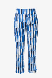 JOSEPH RIBKOFF - Blue/Vanilla Millennium Abstract Print Pull-On Pants - 261223