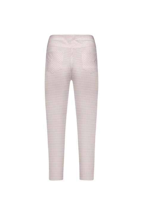 VASSALLI - Pink Gingham Printed Skinny Leg 7/8 Lightweight Pull On - 271LW