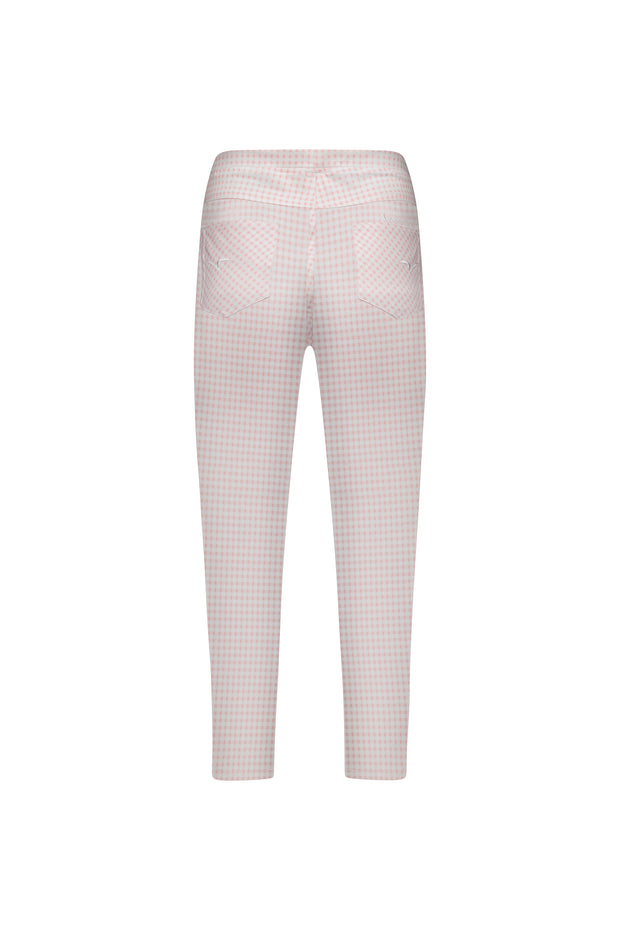 VASSALLI - Pink Gingham Printed Skinny Leg 7/8 Lightweight Pull On - 271LW