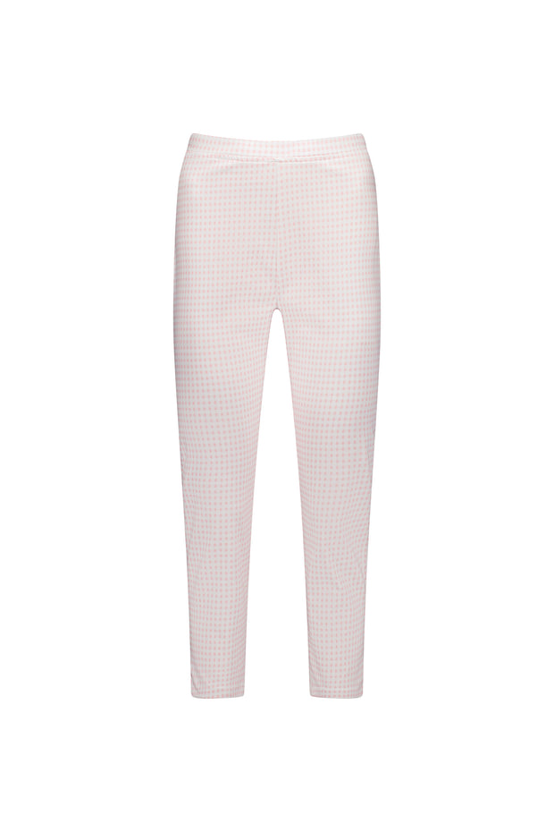 VASSALLI - Pink Gingham Printed Skinny Leg 7/8 Lightweight Pull On - 271LW