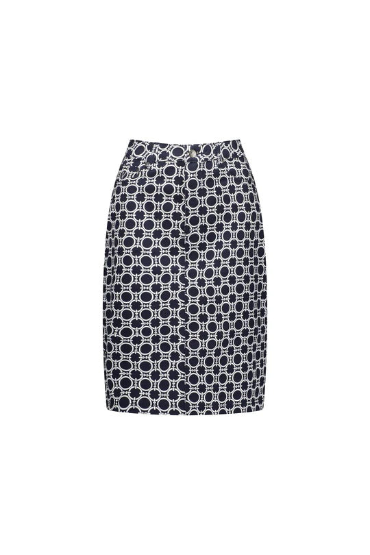 VASSALLI - Arlo Printed Lightweight Skirt with Centre Back Vent - 372AV