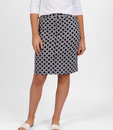 VASSALLI - Arlo Printed Lightweight Skirt with Centre Back Vent - 372AV